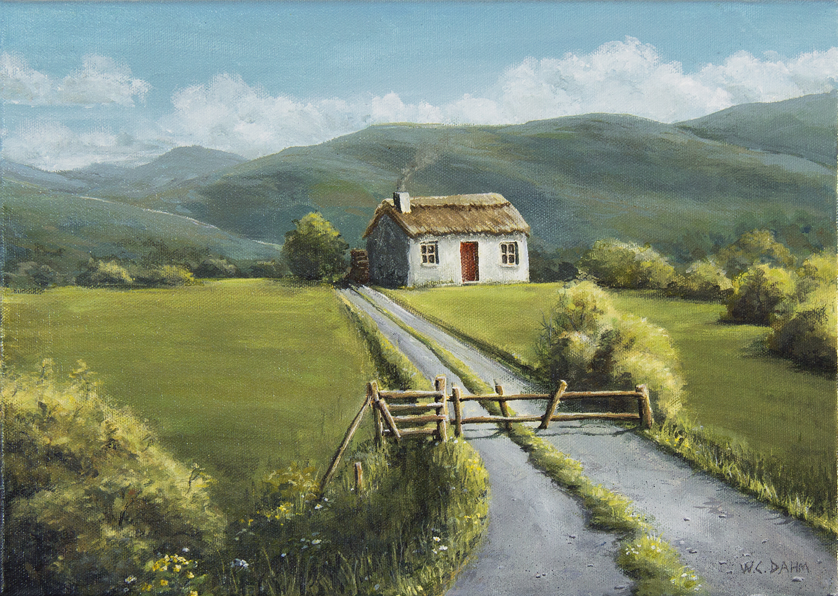 Acrylic Painting Country Farm House